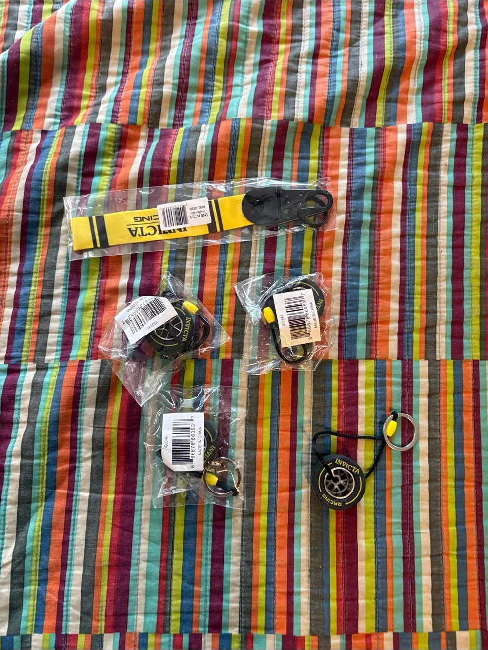 5- piece Invicta keychain lot four brand new tires 1 wrist, lanyard brand, new,